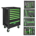 7 DRAWER TOOL TROLLEY - GREEN - TOOLS INCLUDED